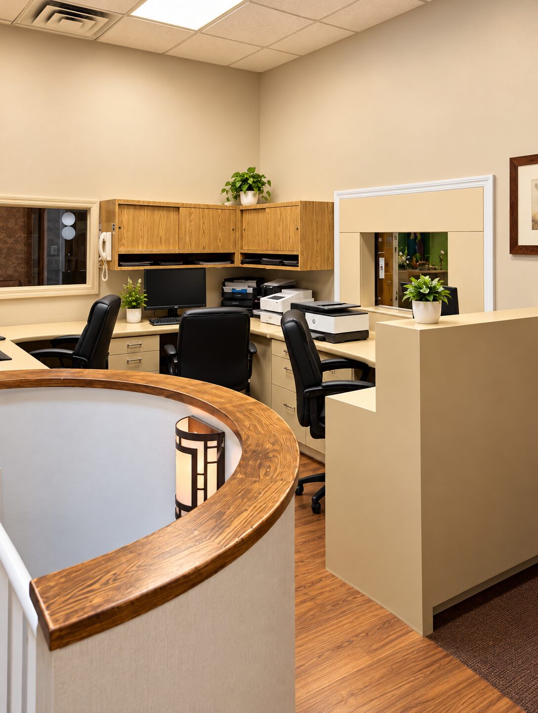 Front desk reception area at North Shore Dental Group