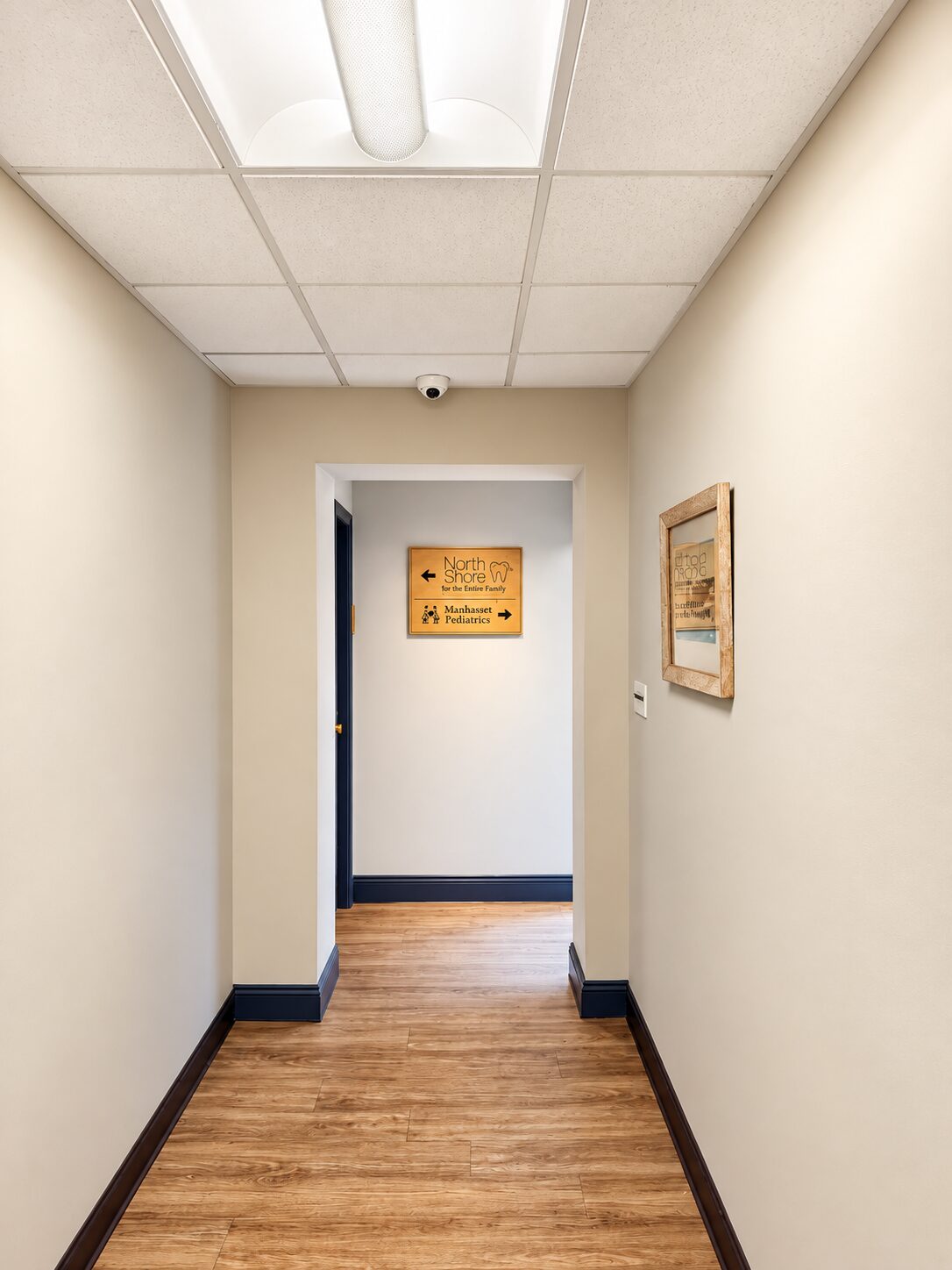 Hallway leading to the adult waiting room at North Shore Dental Group