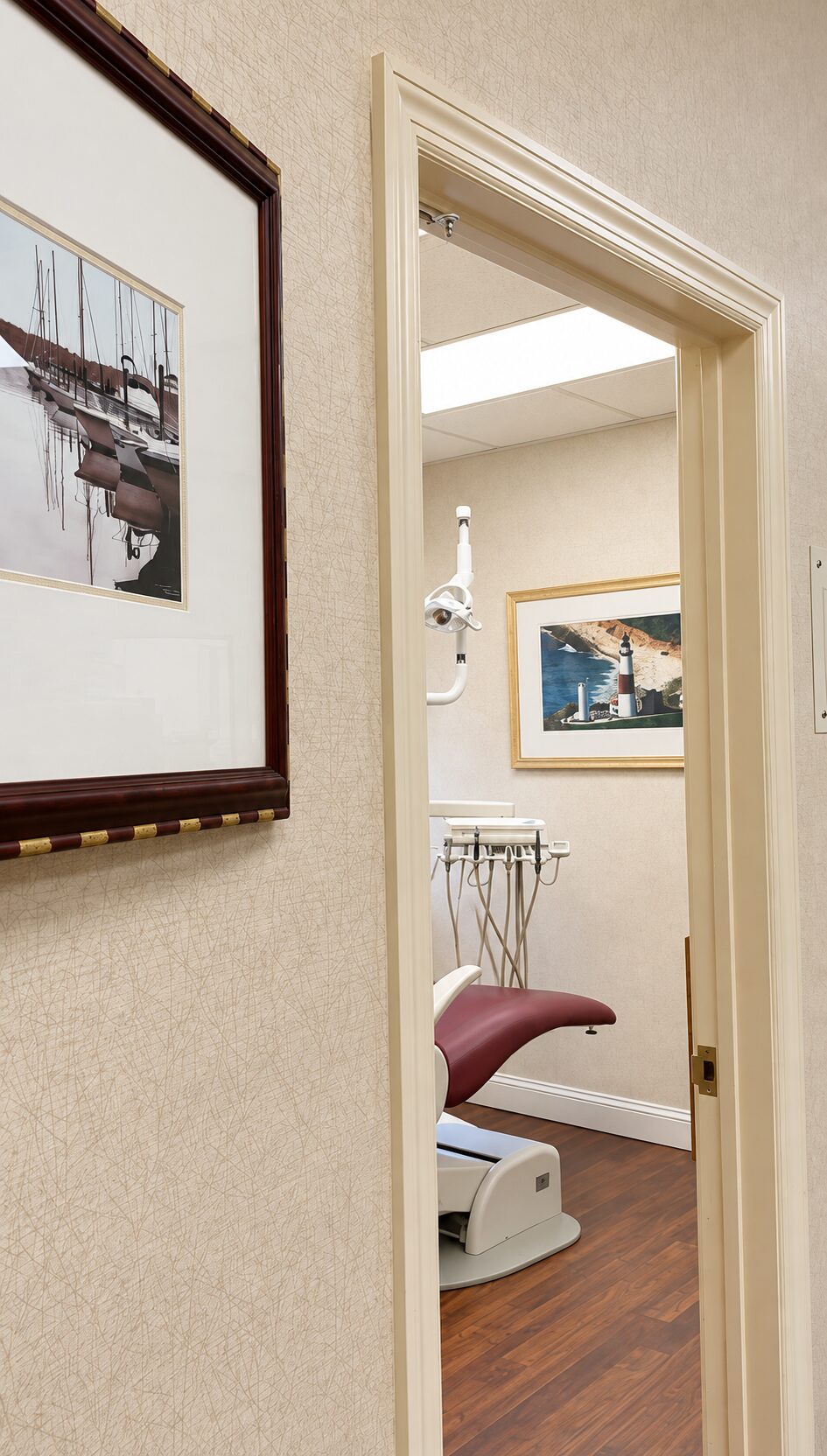 View into an adult treatment room at North Shore Dental Group